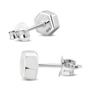 Mother of Pearl Hexagon Silver Stud Earrings, e373st